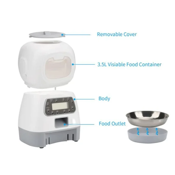 Dog & Cat Feeders: 3.5L Automatic Smart Food Dispenser Bowl Timer - Image 4