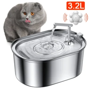 3.2L Stainless Steel Dog & Cat Feeders: Automatic Pet Water Fountain