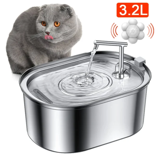 3.2L Stainless Steel Dog & Cat Feeders: Automatic Pet Water Fountain