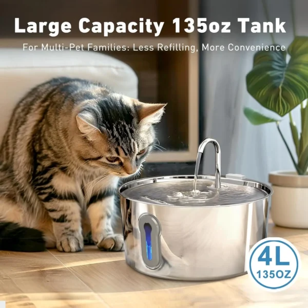 Stainless Steel Dog & Cat Feeders: 4L Automatic Water Fountain with Filters - Image 9
