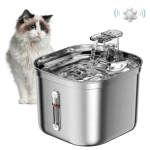 2.2L Stainless Steel Dog & Cat Feeders: Ultra-Quiet Automatic Water Fountain