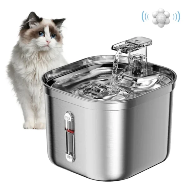 2.2L Stainless Steel Dog & Cat Feeders: Ultra-Quiet Automatic Water Fountain