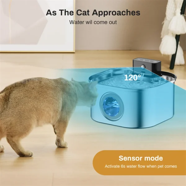 3.2L Cat Automatic Water Dispenser USB Stainless Steel Pet Feeder Bowl - Image 5