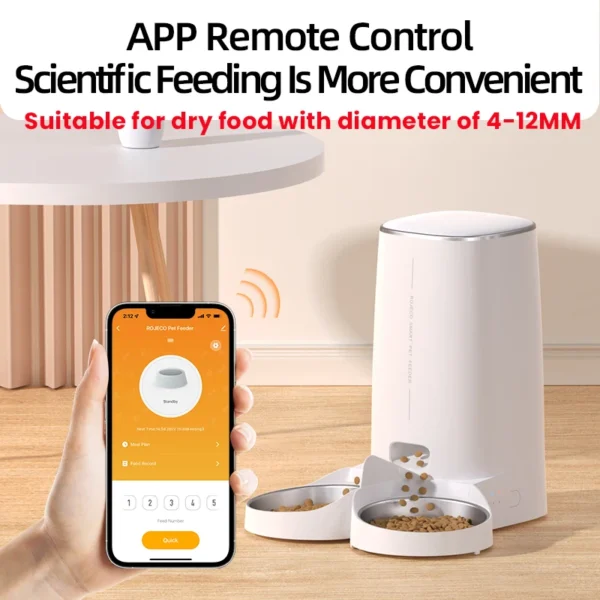 ROJECO 4L Automatic Cat Feeder WiFi Remote Control Kibble Dispenser - Image 2