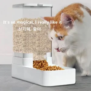 Automatic Transparent Dog & Cat Feeders with Water Dispenser Bowls
