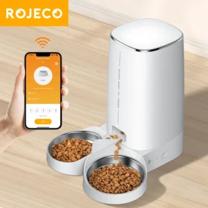 Dog & Cat Feeders: ROJECO Automatic WiFi Double Food Dispenser