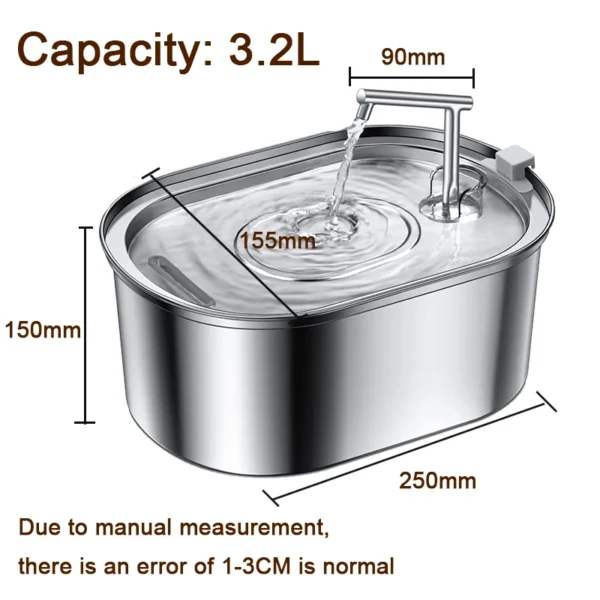 3.2L Stainless Steel Dog & Cat Feeders: Automatic Pet Water Fountain - Image 11