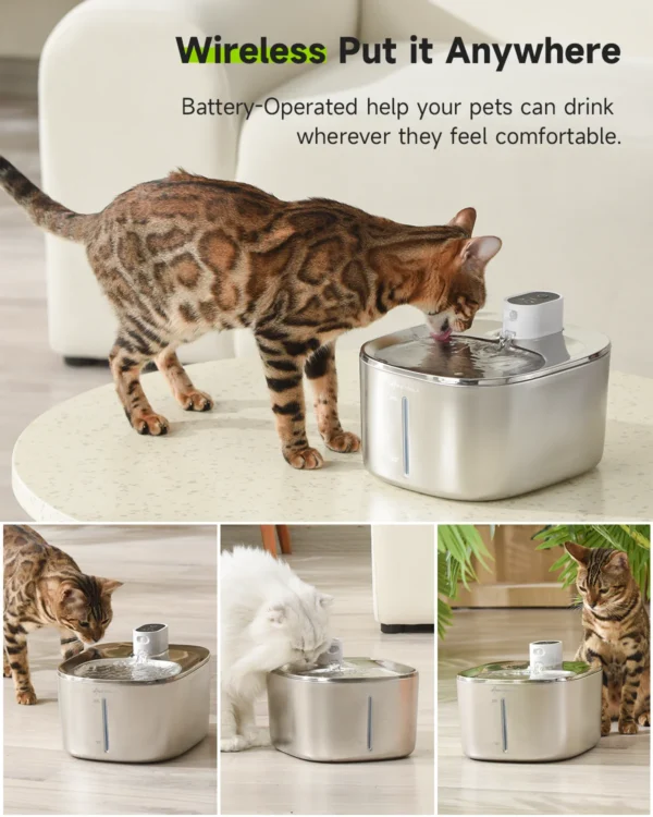 4L Wireless Dog & Cat Feeders: Automatic Sensor Water Fountain Dispenser - Image 2