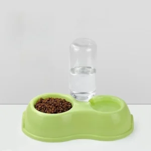 Double Bowl Dog & Cat Feeders: Automatic Water Bottle & Food Dish