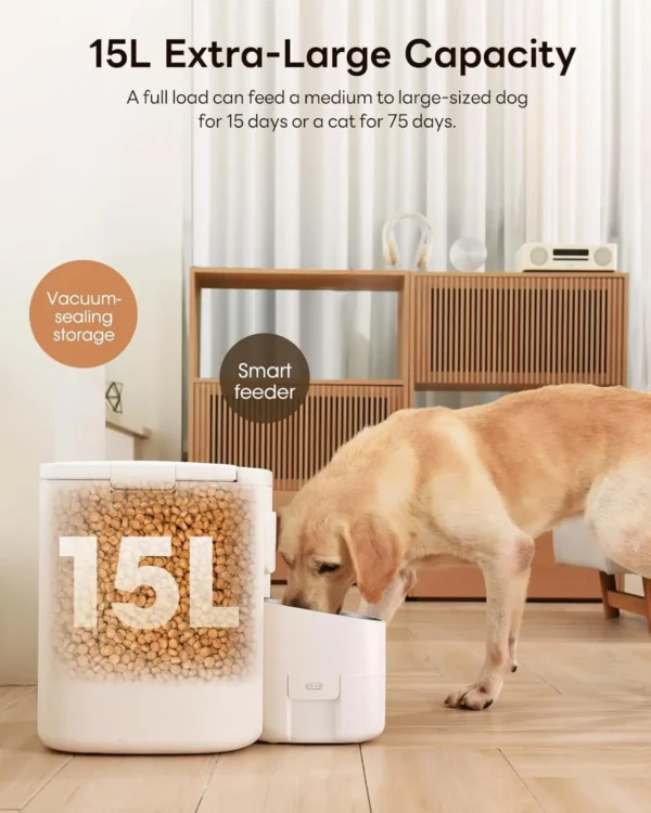 15L Automatic Dog & Cat Feeders with Timed Food Dispenser & Storage - Image 2