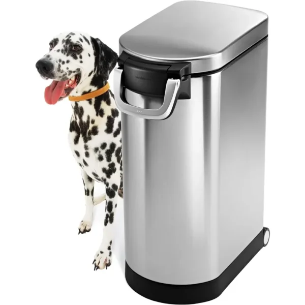 Dog & Cat Feeders: 35L X-Large Food Storage Container Brushed Steel - Image 3