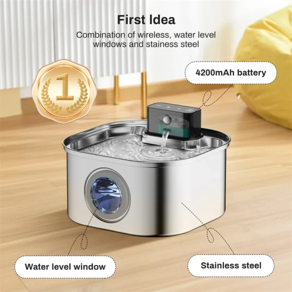 Dog & Cat Feeders: 3L Stainless Steel Water Fountain Dispenser - Image 8
