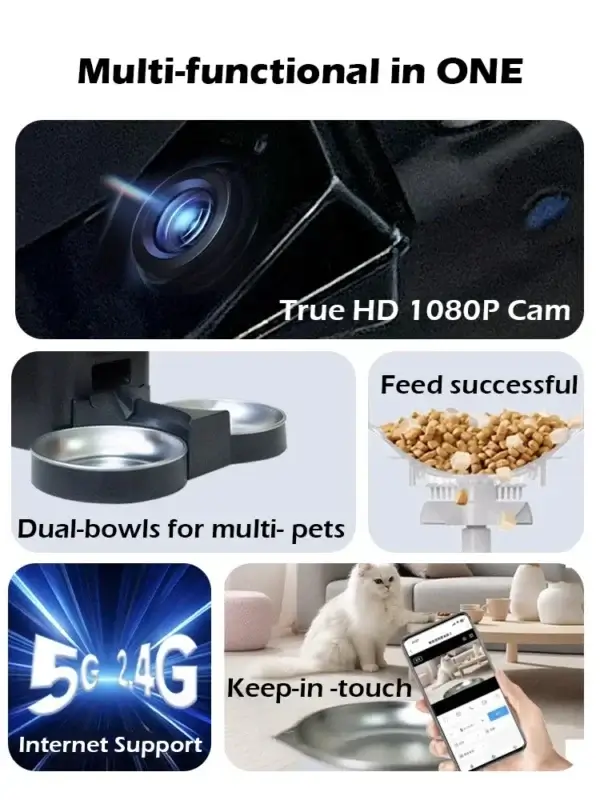 Smart Dog & Cat Feeders with 1080P Camera and 5G WiFi Control - Image 4