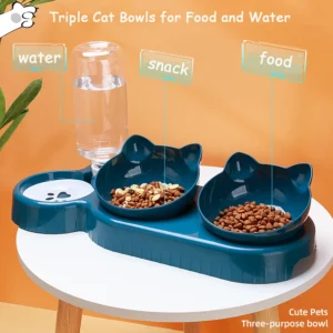 Dog & Cat Feeders: 2-in-1 Rotatable Bowl with Water Dispenser