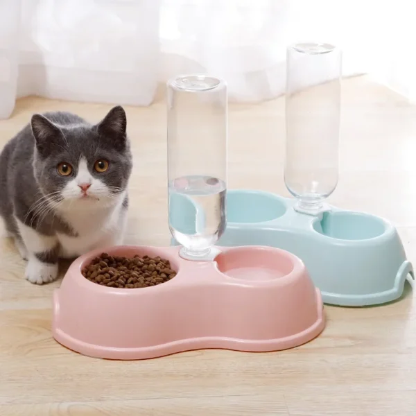 Dog & Cat Feeders: Simple Style Automatic Feeder Drinker and Double Bowl for Pets. - Image 2