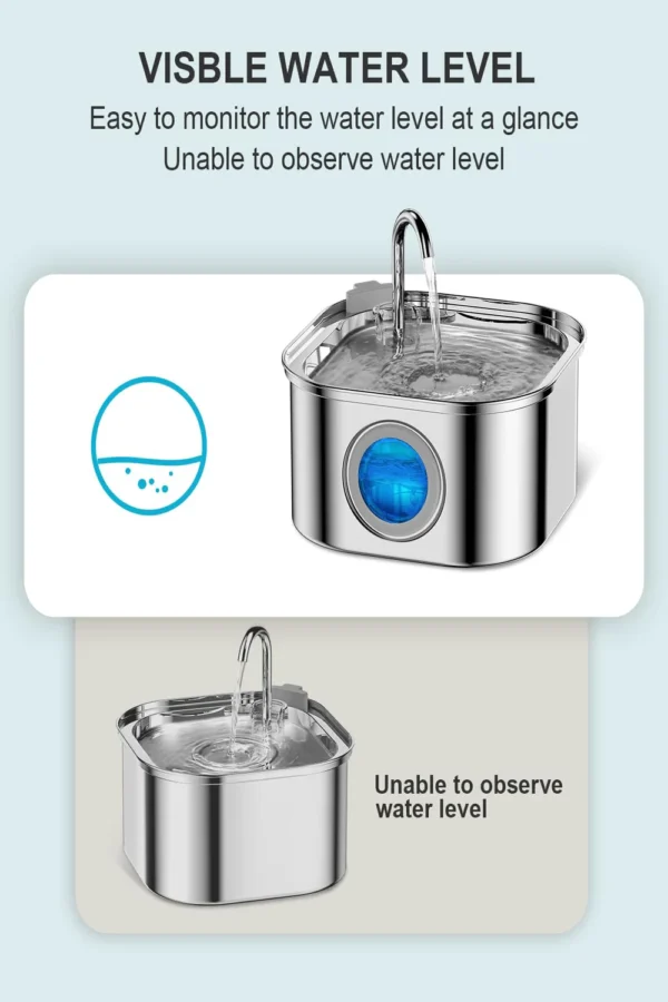 3.2L Cat Automatic Water Dispenser USB Stainless Steel Pet Feeder Bowl - Image 2