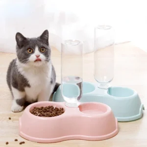 Dog & Cat Feeders: Simple Style Automatic Feeder Drinker and Double Bowl for Pets.