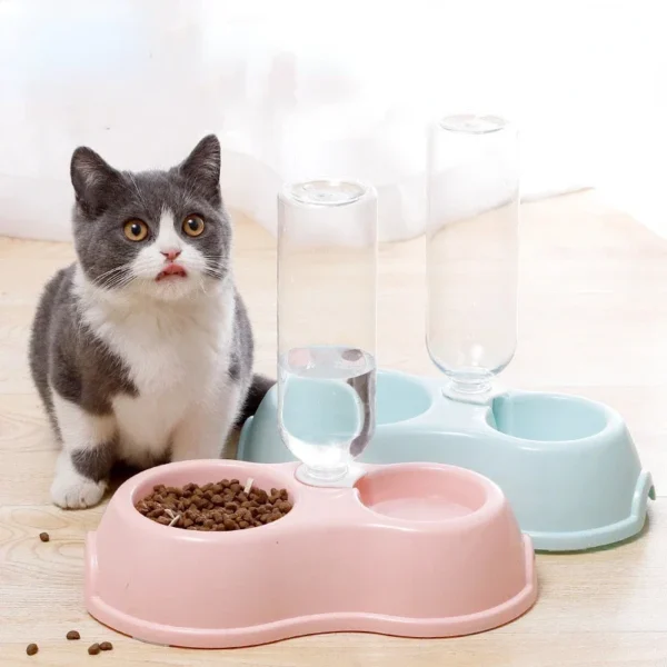 Dog & Cat Feeders: Simple Style Automatic Feeder Drinker and Double Bowl for Pets.