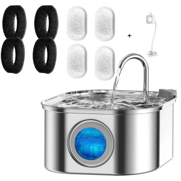 3.2L Cat Automatic Water Dispenser USB Stainless Steel Pet Feeder Bowl