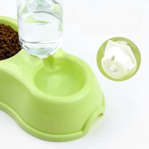 Double Bowl Dog & Cat Feeders: Automatic Water Bottle & Food Dish - Image 2