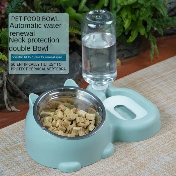 Simple Style Dog & Cat Feeders with Automatic Water Drinker Bowl - Image 2