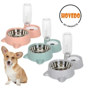 2-in-1 Dog & Cat Feeders: Automatic Water Dispenser & Food Bowl Set