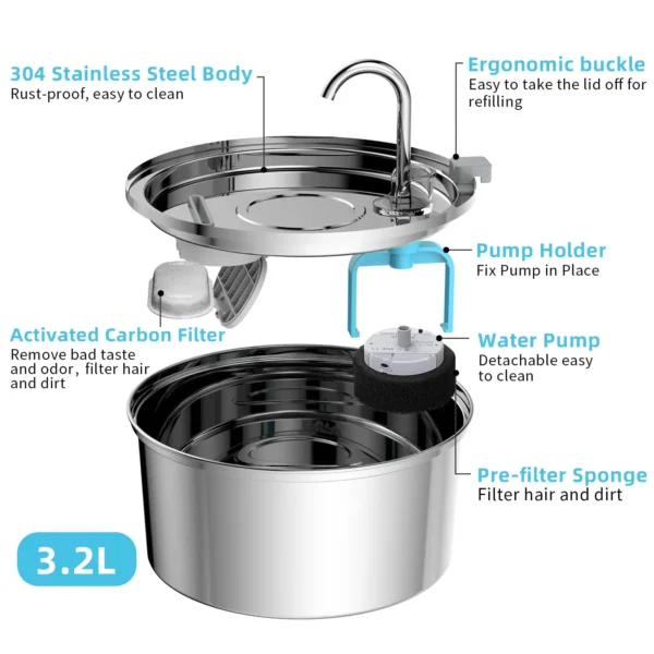 Dog & Cat Feeders: 2.5L Automatic Silent Water Fountain Food Dispenser - Image 2