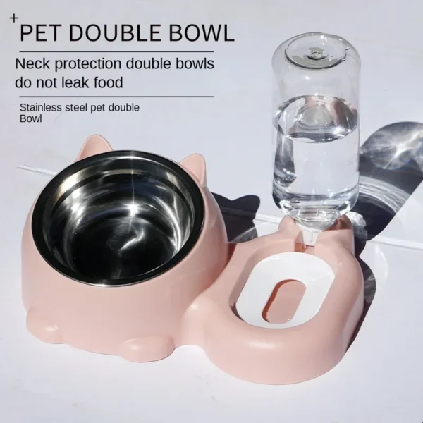 Simple Style Dog & Cat Feeders with Automatic Water Drinker Bowl - Image 4