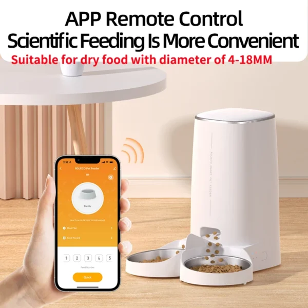 Dog & Cat Feeders: ROJECO Automatic WiFi Double Food Dispenser - Image 4