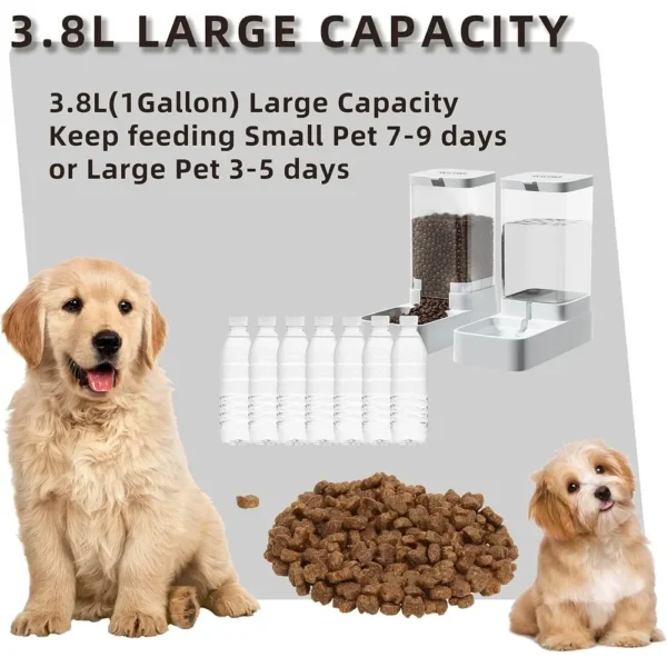 Large Capacity Dog & Cat Feeders: Gravity Feeder & Water Dispenser Set - Image 4