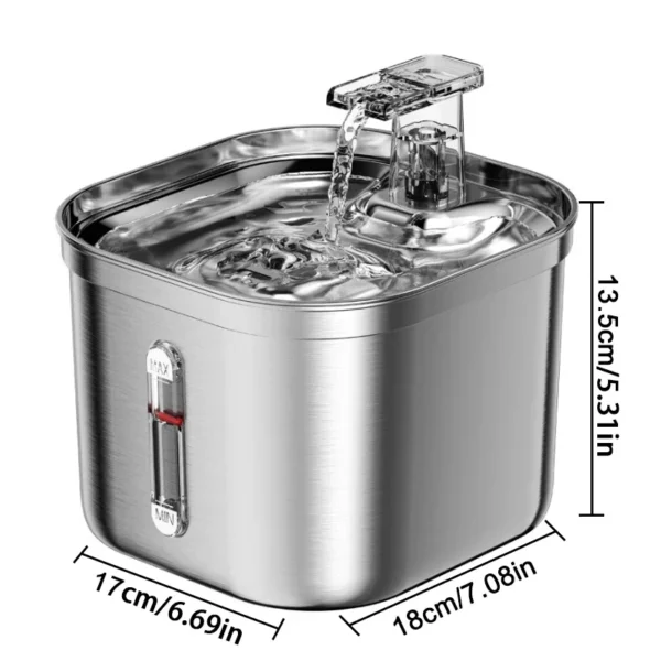 2.2L Stainless Steel Dog & Cat Feeders: Ultra-Quiet Automatic Water Fountain - Image 2