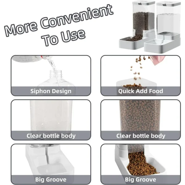 Large Capacity Dog & Cat Feeders: Gravity Feeder & Water Dispenser Set - Image 2