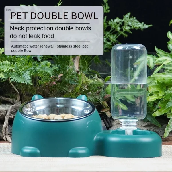 Simple Style Dog & Cat Feeders with Automatic Water Drinker Bowl - Image 3