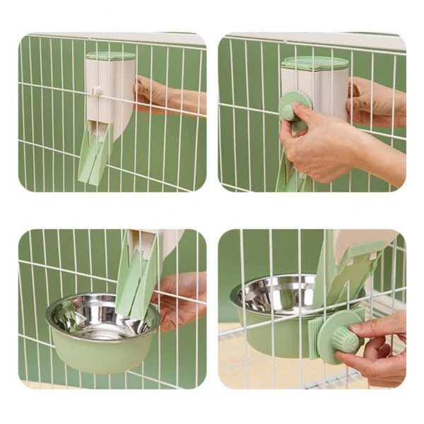 Automatic Dog & Cat Feeders with Hanging Water Dispenser Bowl