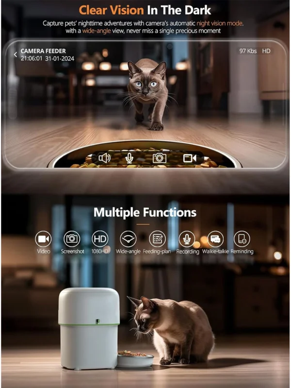 1080P HD Camera Dog & Cat Feeders: Smart WiFi Automatic Food Dispenser - Image 11