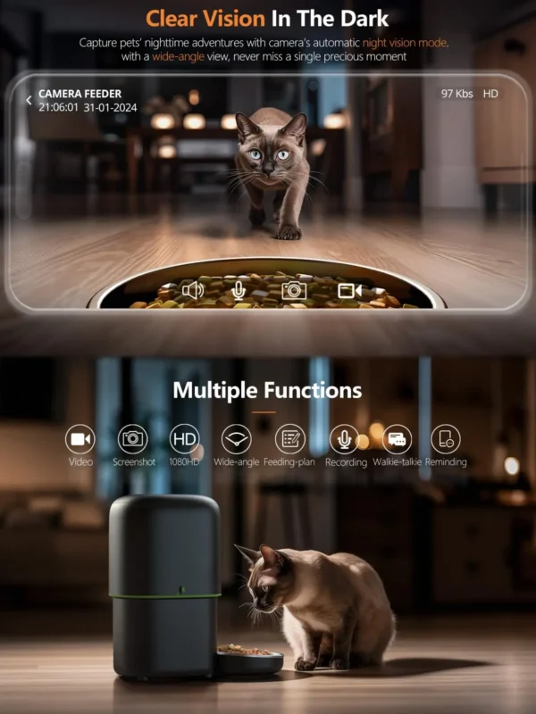 Dog & Cat Feeders Automatic Smart Food Dispenser With Camera & WiFi Control - Image 4
